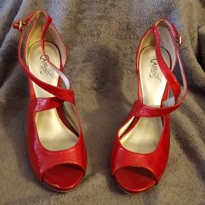 Red leather Carlos Santana heels